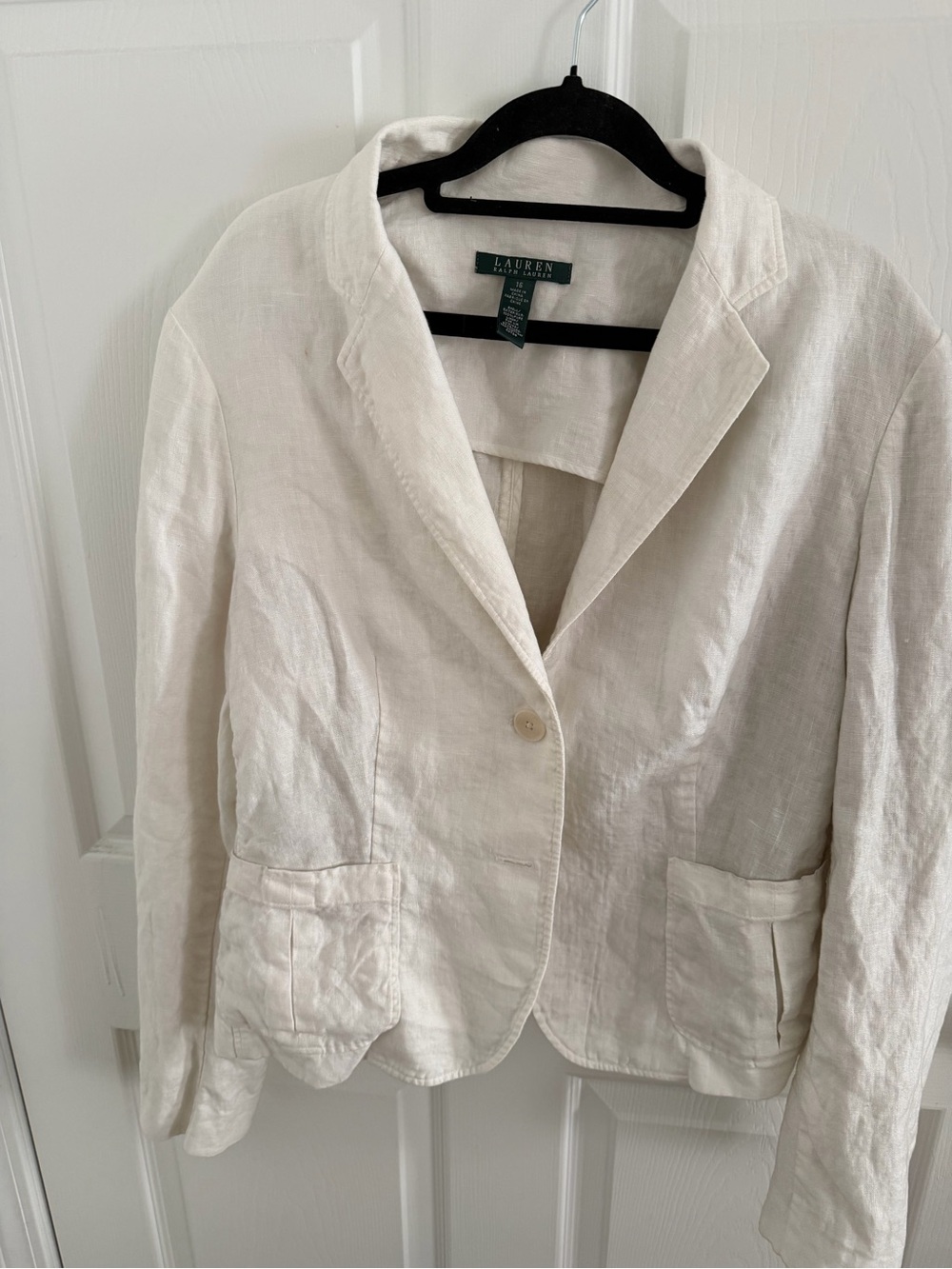 Ralph Lauren Cream Linen Single-Button Blazer